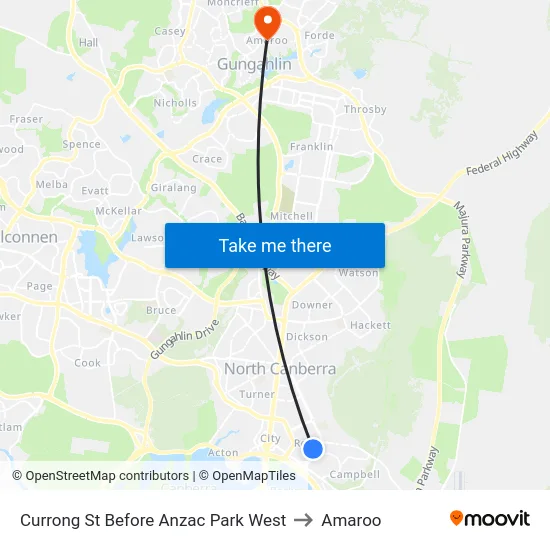 Currong St Before Anzac Park West to Amaroo map