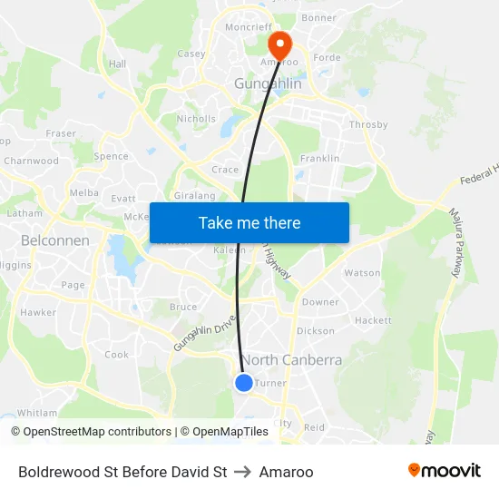Boldrewood St Before David St to Amaroo map