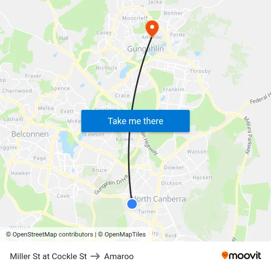 Miller St at Cockle St to Amaroo map