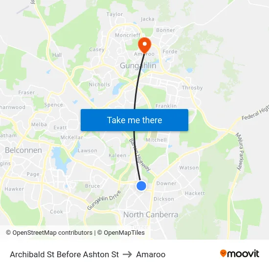 Archibald St Before Ashton St to Amaroo map
