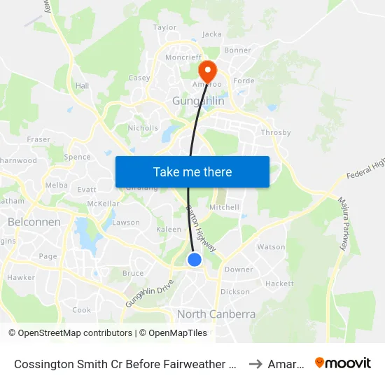 Cossington Smith Cr Before Fairweather Cct to Amaroo map