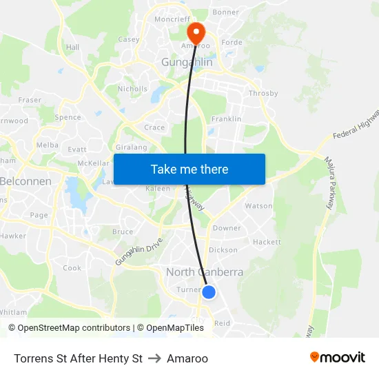 Torrens St After Henty St to Amaroo map