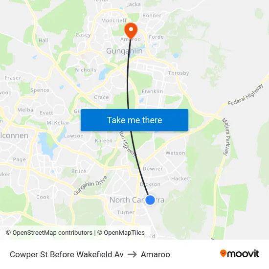 Cowper St Before Wakefield Av to Amaroo map
