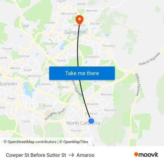 Cowper St Before Suttor St to Amaroo map