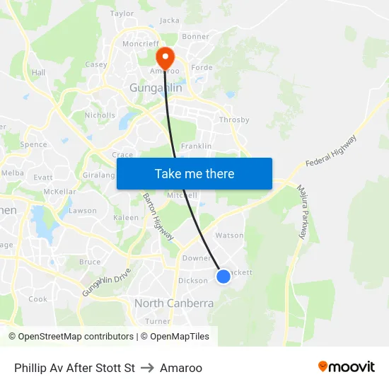 Phillip Av After Stott St to Amaroo map