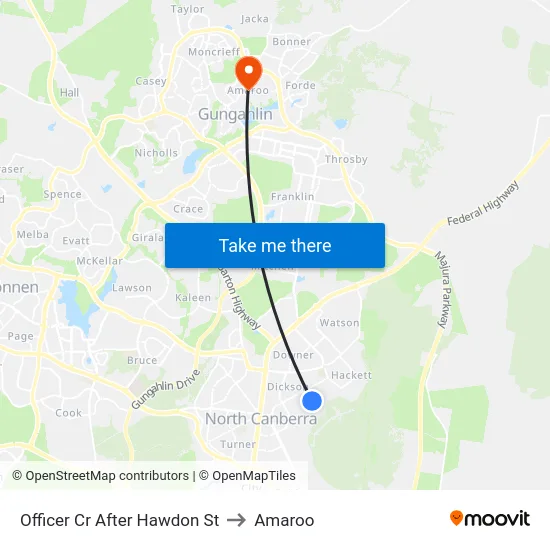 Officer Cr After Hawdon St to Amaroo map