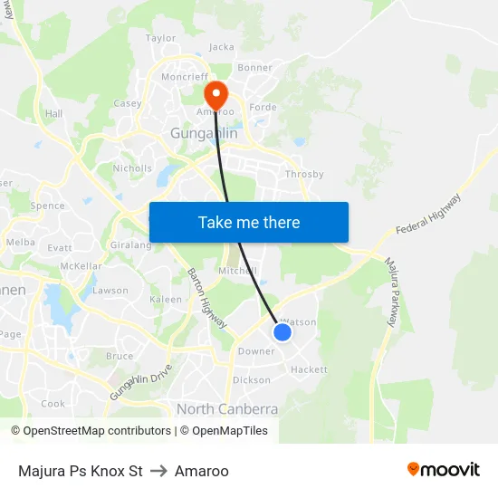 Majura Ps Knox St to Amaroo map