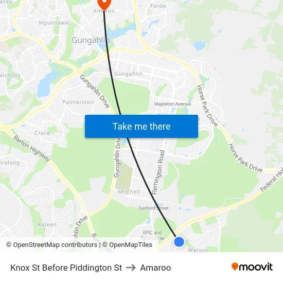 Knox St Before Piddington St to Amaroo map