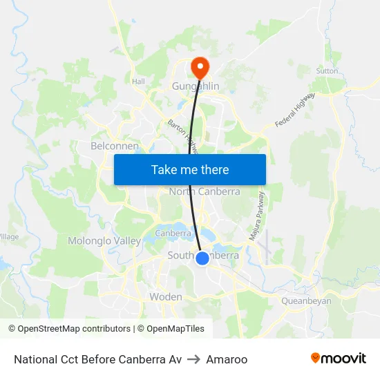 National Cct Before Canberra Av to Amaroo map