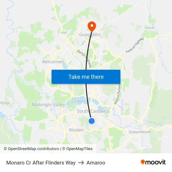 Monaro Cr After Flinders Way to Amaroo map
