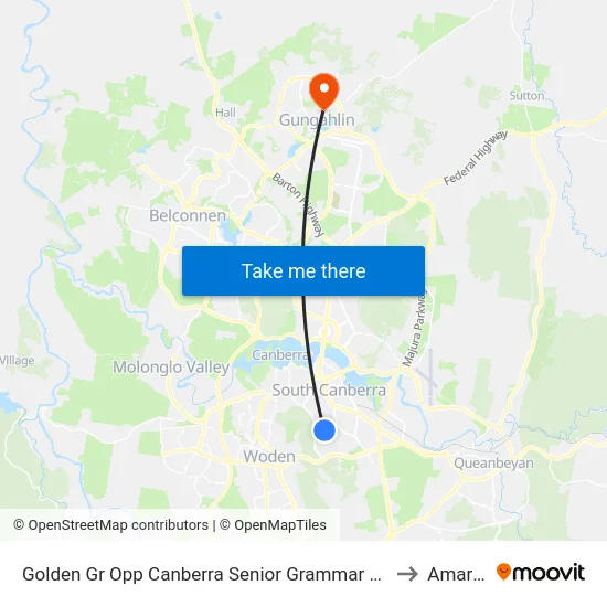 Golden Gr Opp Canberra Senior Grammar School to Amaroo map