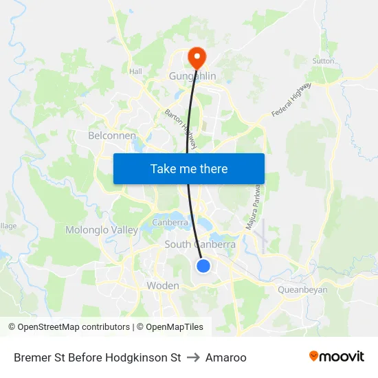 Bremer St Before Hodgkinson St to Amaroo map