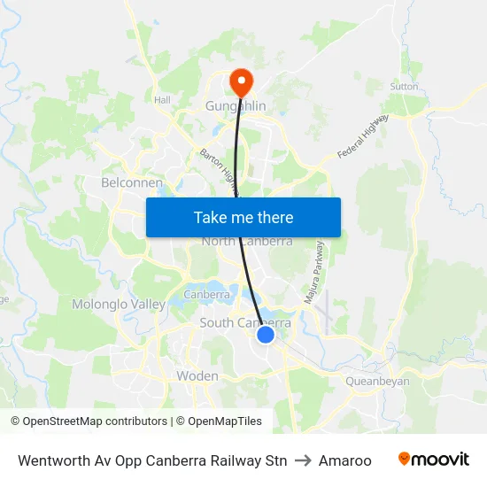 Wentworth Av Opp Canberra Railway Stn to Amaroo map