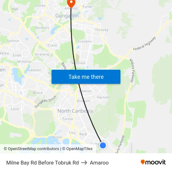 Milne Bay Rd Before Tobruk Rd to Amaroo map