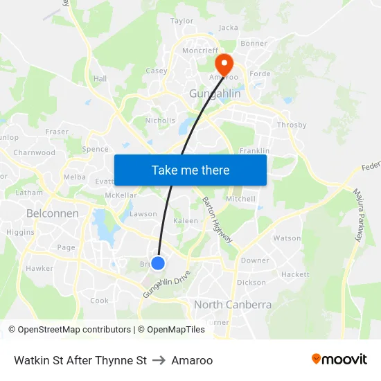 Watkin St After Thynne St to Amaroo map