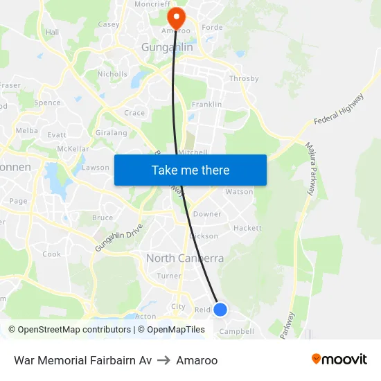 War Memorial Fairbairn Av to Amaroo map