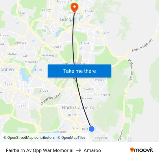 Fairbairn Av Opp War Memorial to Amaroo map