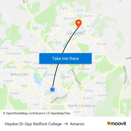 Haydon Dr Opp Radford College to Amaroo map