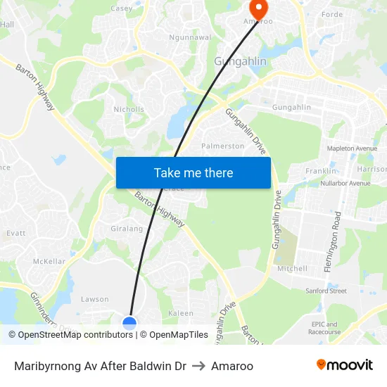 Maribyrnong Av After Baldwin Dr to Amaroo map
