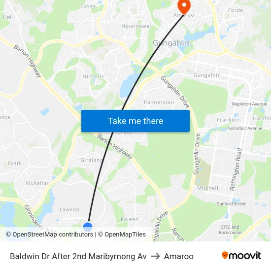 Baldwin Dr After 2nd Maribyrnong Av to Amaroo map