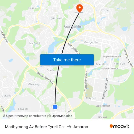 Maribyrnong Av Before Tyrell Cct to Amaroo map