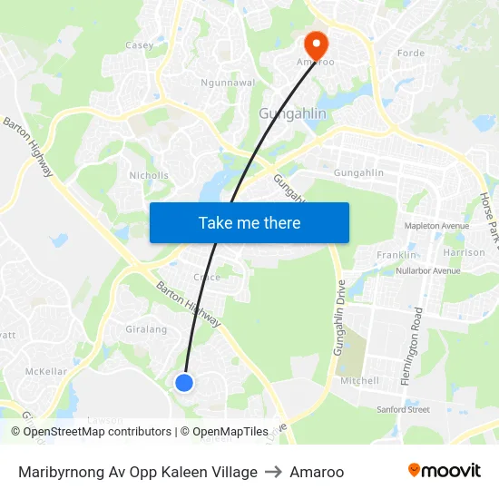 Maribyrnong Av Opp Kaleen Village to Amaroo map