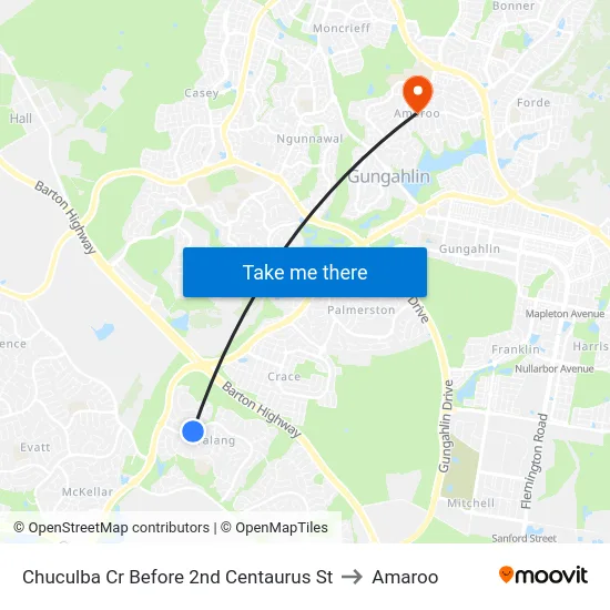 Chuculba Cr Before 2nd Centaurus St to Amaroo map