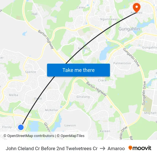 John Cleland Cr Before 2nd Twelvetrees Cr to Amaroo map