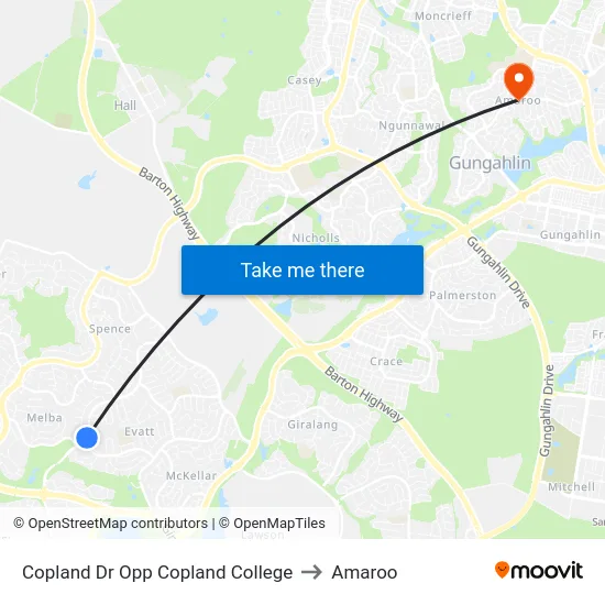 Copland Dr Opp Copland College to Amaroo map