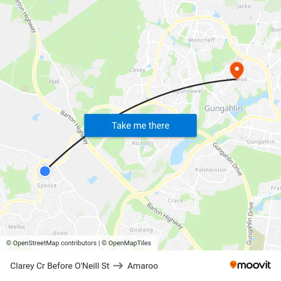 Clarey Cr Before O'Neill St to Amaroo map