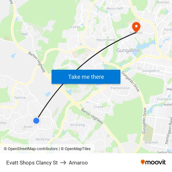 Evatt Shops Clancy St to Amaroo map