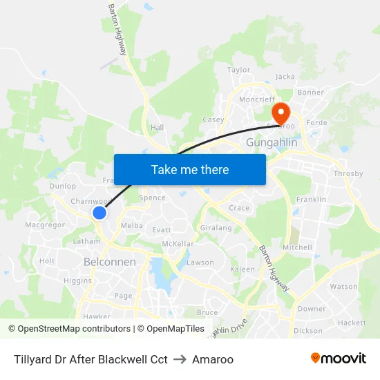 Tillyard Dr After Blackwell Cct to Amaroo map