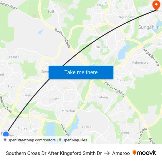 Southern Cross Dr After Kingsford Smith Dr to Amaroo map