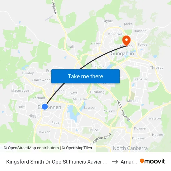 Kingsford Smith Dr Opp St Francis Xavier College to Amaroo map