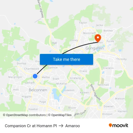 Companion Cr at Homann Pl to Amaroo map