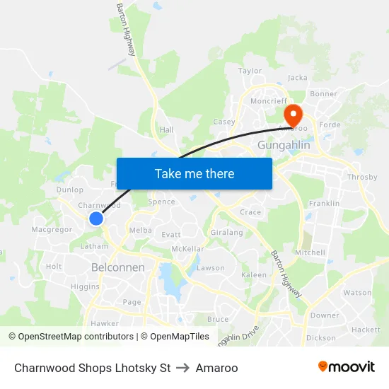 Charnwood Shops Lhotsky St to Amaroo map