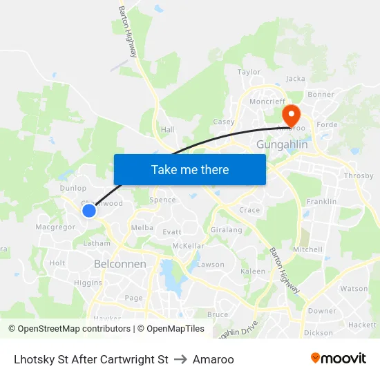 Lhotsky St After Cartwright St to Amaroo map