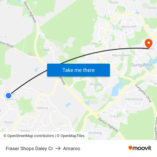 Fraser Shops Daley Cr to Amaroo map