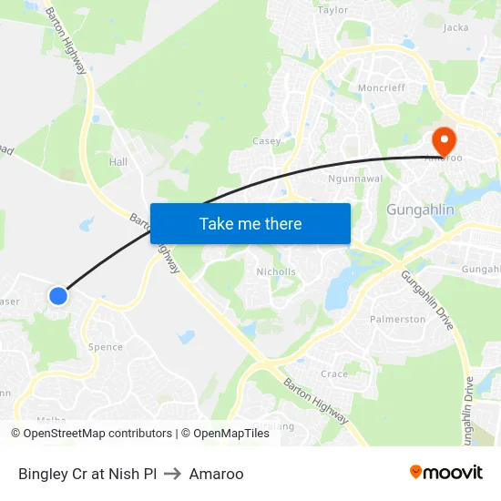 Bingley Cr at Nish Pl to Amaroo map