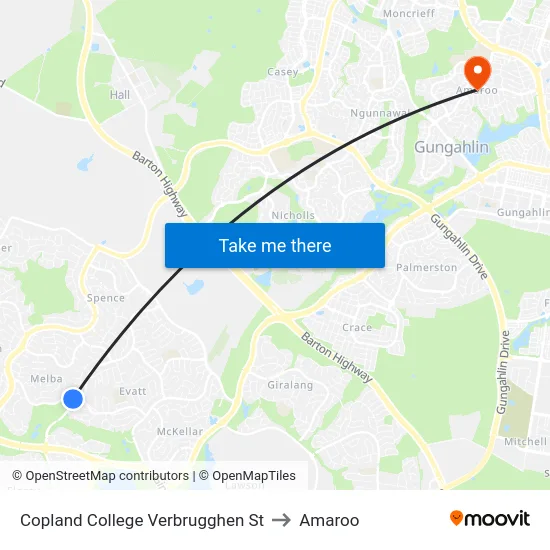 Copland College Verbrugghen St to Amaroo map