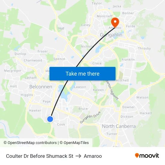 Coulter Dr Before Shumack St to Amaroo map
