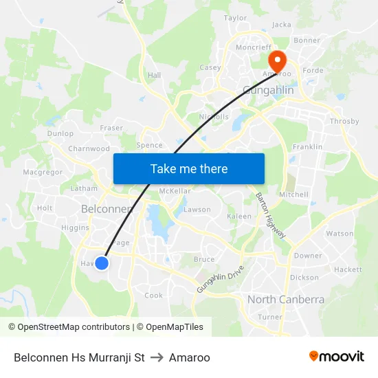 Belconnen Hs Murranji St to Amaroo map