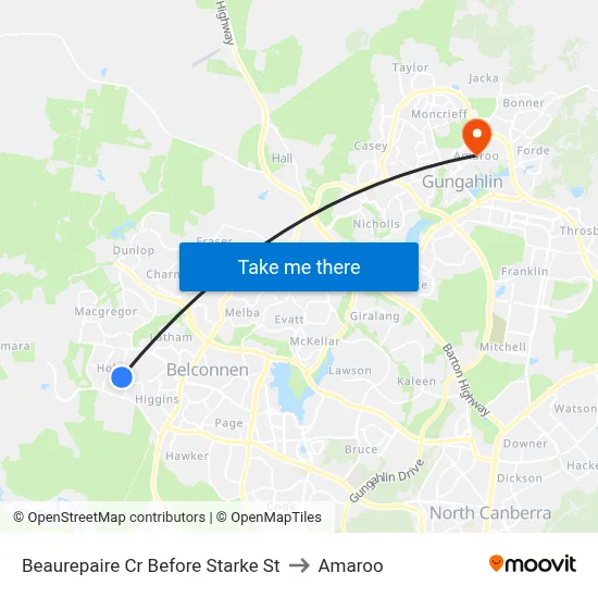 Beaurepaire Cr Before Starke St to Amaroo map