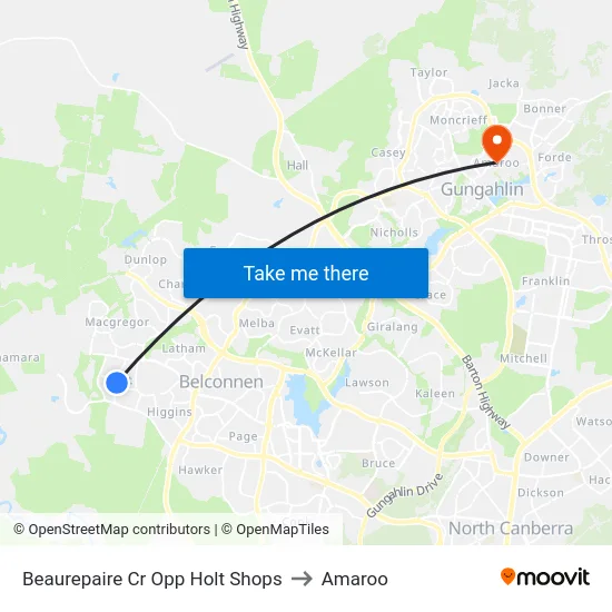Beaurepaire Cr Opp Holt Shops to Amaroo map