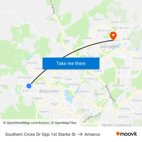 Southern Cross Dr Opp 1st Starke St to Amaroo map