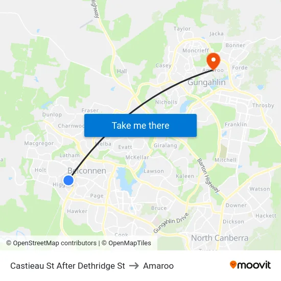 Castieau St After Dethridge St to Amaroo map