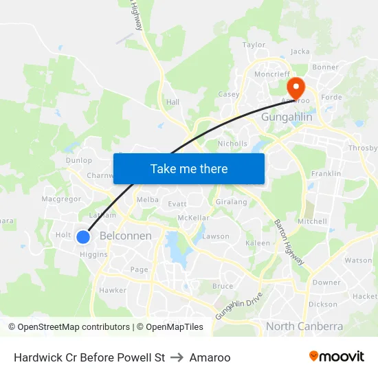 Hardwick Cr Before Powell St to Amaroo map