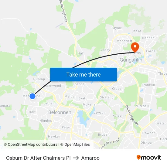 Osburn Dr After Chalmers Pl to Amaroo map
