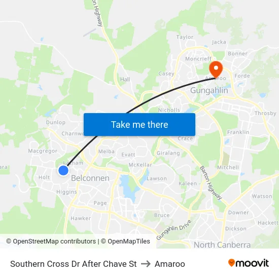Southern Cross Dr After Chave St to Amaroo map