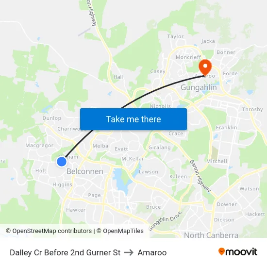 Dalley Cr Before 2nd Gurner St to Amaroo map